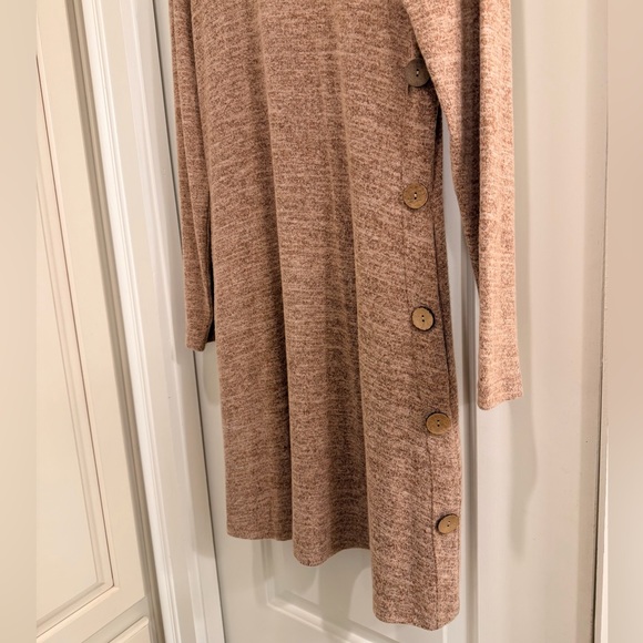 OFEEFAN Winter Dress for Women Long Sleeve Dress Buttons Side Khaki - Picture 7 of 9